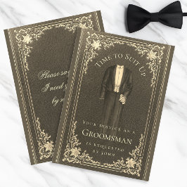 Invitación Vintage Black Gold Groomsman Propuesta Sucede con 