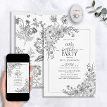Invitación Vintage Black White Floral Line Art 60 cumpleaños<br><div class="desc">Celebrar un hito en estilo con nuestra Invitación de cumpleaños 60 de la Línea Floral Blanca Vintage. Desde su caligrafía con letras a mano hasta los vintage arreglos de la esquina de arte en negro elegante, esta invitación marca el tono para su día especial. Con el patrón floral correspondiente en...</div>
