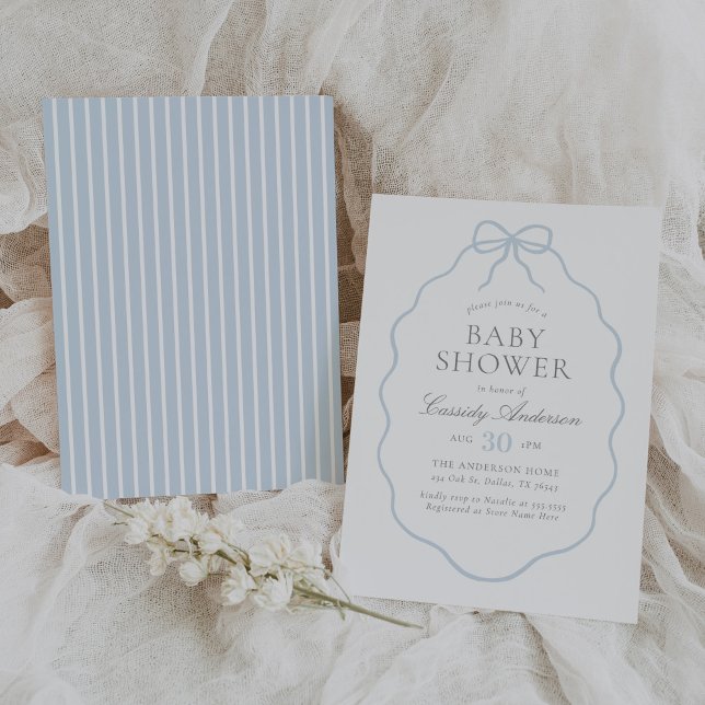 Invitación Vintage Blue Bow Boy Baby Shower (Subido por el creador)