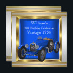 Invitación Vintage Blue Carreras Car Mans 60th Birthday Party<br><div class="desc">Carreras Azul Art Decó. Vintage plateado de oro de los 60 años de los hombres de 1954. Hombres elegantes. Mens Elegant Classy Todo Ocasión Fiesta cumpleaños invita a la Plantilla 18,  21,  25,  30,  35,  40,  45,  50,  60. Crédito de algunas imágenes proporcionadas por Simply Sumara</div>
