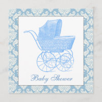 Vintage Blue Carrie Pram Baby Boy Shower