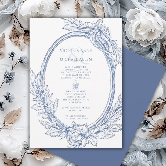 Invitación Vintage Blue Elegant Wedding (Subido por el creador)
