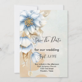 Invitación Vintage Blue floral salvar la fecha