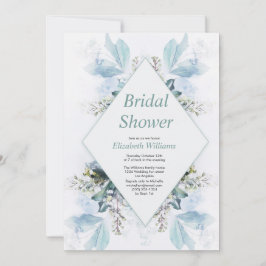 Invitación Vintage Blue Floral Watercolor Bridal Shower