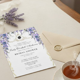 Invitación Vintage Blue Florals Bridgerton Bridal Shower