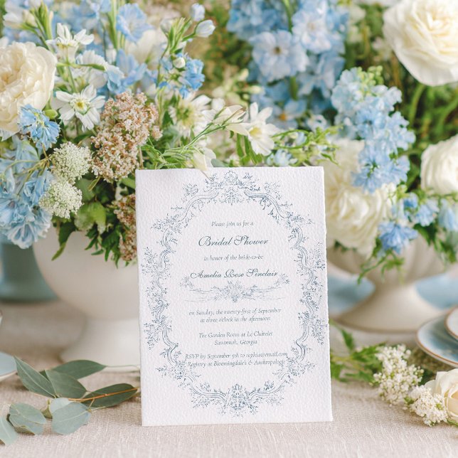 Invitación Vintage Blue Frame Bridal Shower (Subido por el creador)
