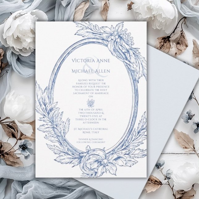 Invitación Vintage Blue French Elegant Wedding (Subido por el creador)