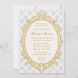 Invitación Vintage Blue Regency Cameo Bridal Shower