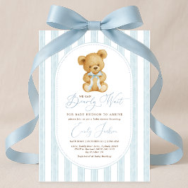 Invitación Vintage Blue Teddy Bear Boy Baby Shower