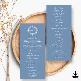Invitación Vintage Blue Toile Monogram Wedding Programs