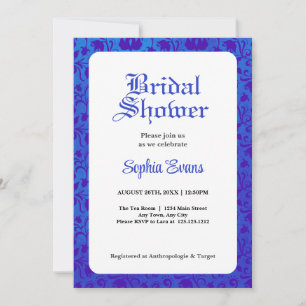 Invitación Vintage Blue Victorian White Bridal Shower