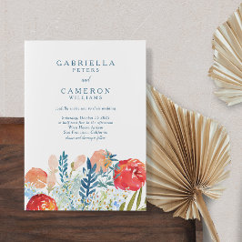 Invitación Vintage Blue Watercolor Floral Boho Garden Wedding