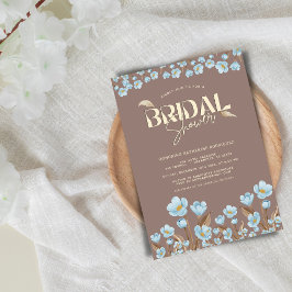 Invitación Vintage Blue Watercolor Floral Bridal Shower