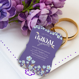 Invitación Vintage Blue Watercolor Floral Bridal Shower