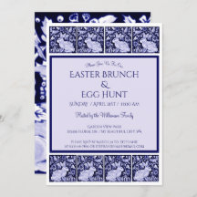 Vintage Blue & White Easter Bunny Brunch Egg Hunt