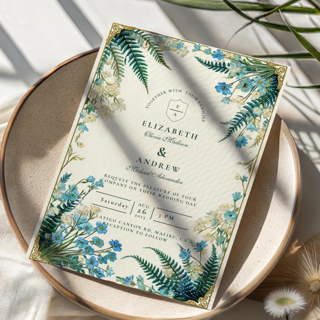 Invitación Vintage Bluebell Botanical Wedding (Subido por el creador)