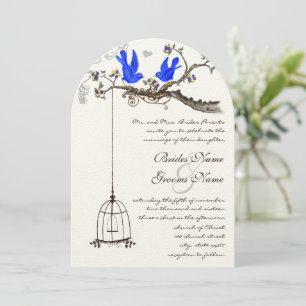 Invitación Vintage Bluebirds Royal Blue Blooms Boda