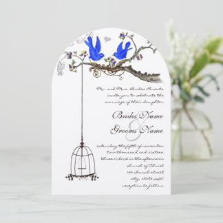 Invitación Vintage Bluebirds Royal Blue Blooms Boda