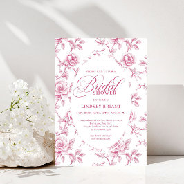 Invitación Vintage Blush Pink Toile Roses Bridal Shower Invit