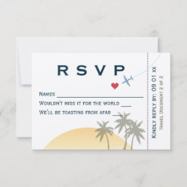 Invitación Vintage Boarding Pass RSVP en ecru