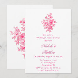 Invitación Vintage Boda de flores de tocador rosa duchas