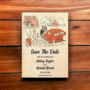 Invitación Vintage Boda retro cómica de los 50's Save the Dat