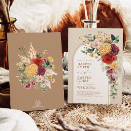 Invitación Vintage Bohemia Boda de Pampas Rústicas