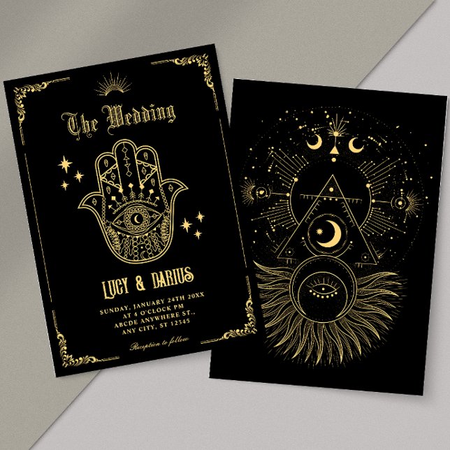 Invitación Vintage Bohemian art symbols wedding (Subido por el creador)