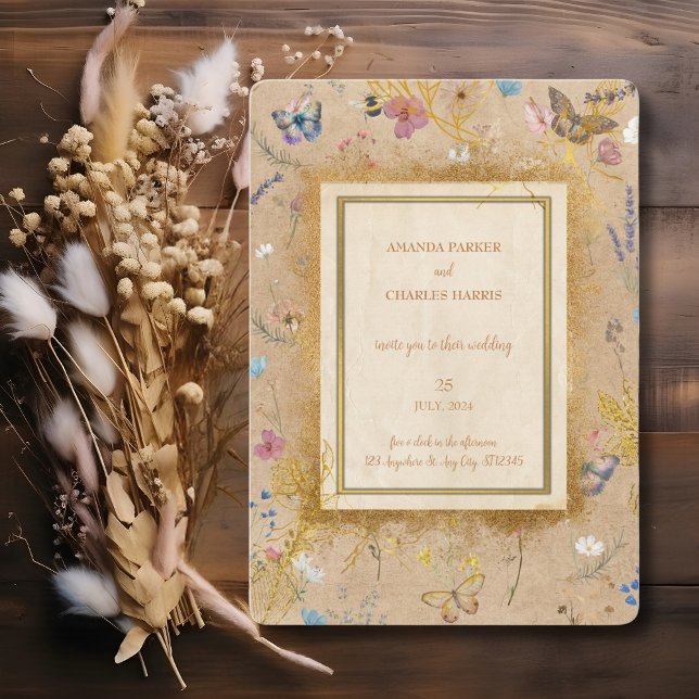 Invitación Vintage Boho Butterfly Garden Wedding (Subido por el creador)