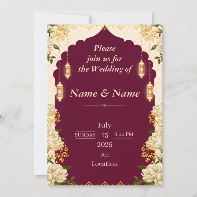 Invitación Vintage Boho Floral Wedding Invitation Card (Anverso)
