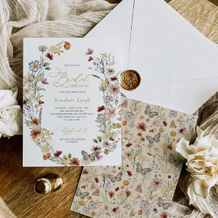 Invitación Vintage Boho Wildflower Garden Bridal Brunch