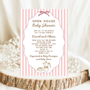 Invitación Vintage Bonjour Bebe Casa Abierta Fiesta para Bebé