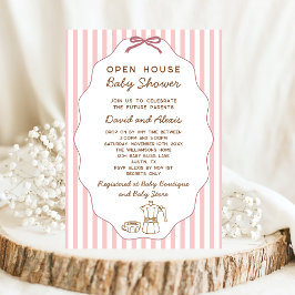 Invitación Vintage Bonjour Bebe Open House Chica Baby Shower