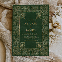 Invitación Vintage Book Green Gold Boda