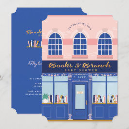 Invitación Vintage Book Store Books & Brunch Baby Shower