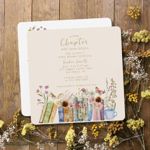 Invitación Vintage Books A New Chapter Baby Shower