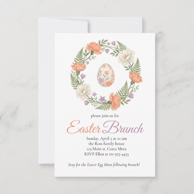 Invitación Vintage Botanical Apricot Floral Easter Invitation (Anverso)