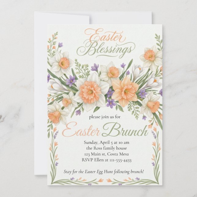 Invitación Vintage Botanical Apricot Floral Easter Invitation (Anverso)