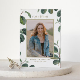 Invitación Vintage Botanical Leaves Beige Foto Graduada