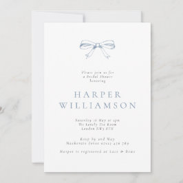Invitación Vintage Bow Dusty Blue Bridal Shower