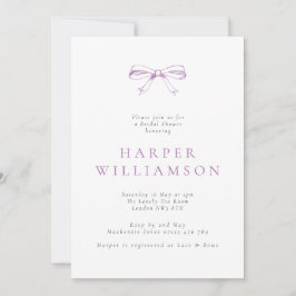 Invitación Vintage Bow Purple Bridal Shower