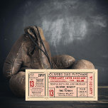 Invitación Vintage Boxing Glove Bar Mitzvah Red<br><div class="desc">Una entrada de inspiración antigua para un bar o mitzvah de murciélago ahora con guantes de boxeo. Rsvp - información de contacto sobre el tallo extraíble y la espalda, así como para legibilidad. La mayoría del texto es personalizable, se puede cambiar el color y el color posterior. Haga clic en...</div>