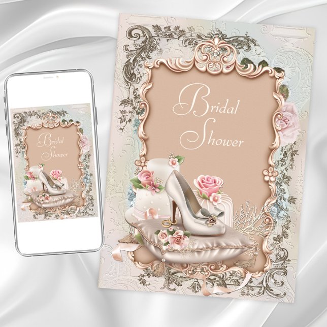 Invitación Vintage Bridal Shower (Pretty vintage any occasion invitation. Instant download and printed invitations available.)