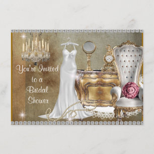 Invitación VINTAGE BRIDAL SHOWER INVITATION FAUX fondo