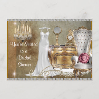 Invitación VINTAGE BRIDAL SHOWER INVITATION FAUX fondo