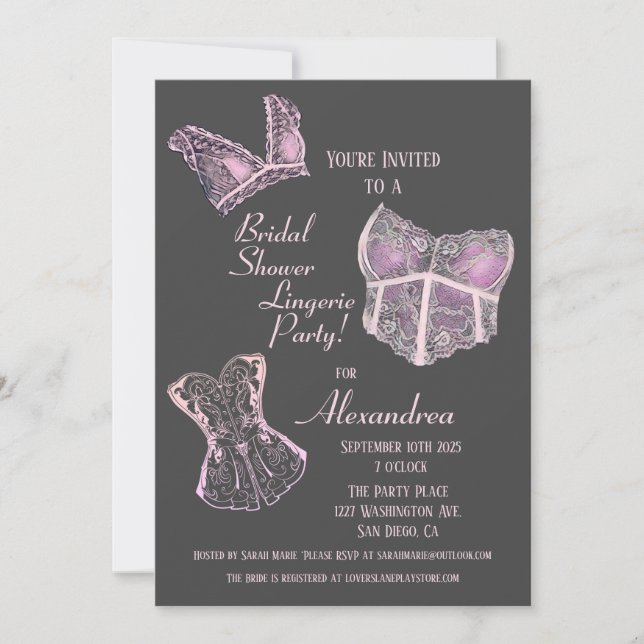 Invitación Vintage Bridal Shower Lingerie Fiesta (Anverso)