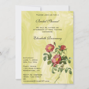 Invitación Vintage Bridal Shower, Rosa de amor por Redoute