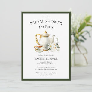 Invitación Vintage Bridal Shower Tea Fiesta