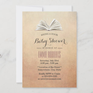Invitación Vintage Bring a Book Baby Shower