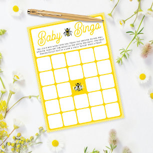 Invitación Vintage Bumblebee Baby BINGO Baby Shower Game Card